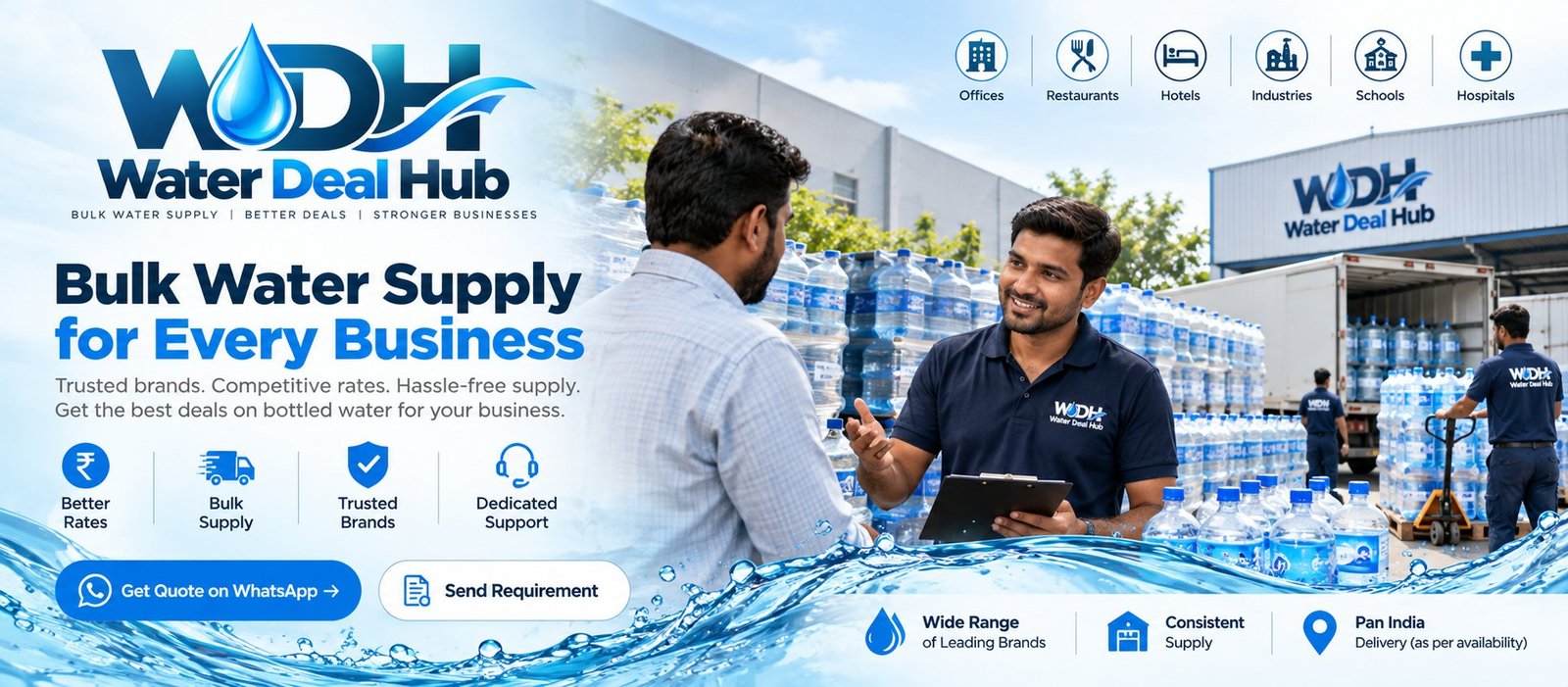 Wholesale packaged water for your business — bulk supply at competitive rates
